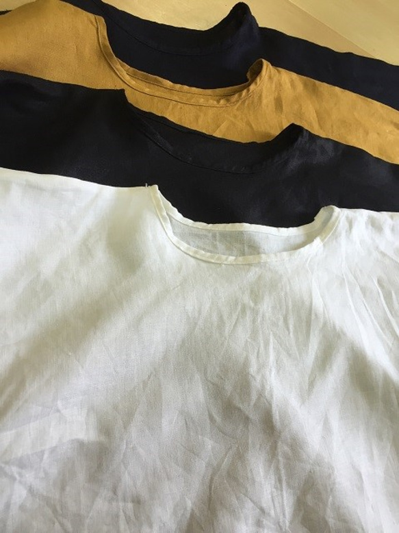 100% 白色亞麻 A 線 四分之三袖 dolman T 襯衫 M-6L 尺寸 請從 4 種尺寸中選擇 小訂單是可能的！ 第5張的照片