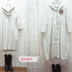 [M-L/2-3L/3-4L/4-5L] Half linen mod parker coat [off-white/black 第3張的照片