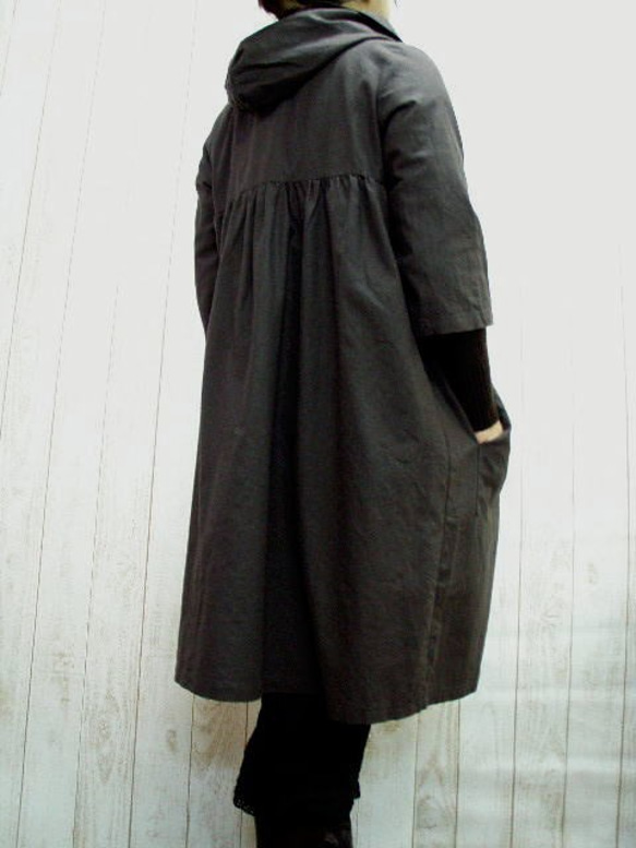 [M-L/2-3L/3-4L/4-5L] Half linen mod parker coat [off-white/black 第4張的照片