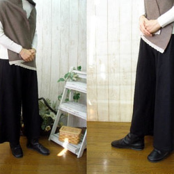保暖100％羊毛壓縮針織半曲線褲請從黑色M-5L中選擇。可以小訂單！ 第3張的照片