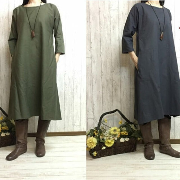 [M 至 6L，4 種尺寸可選] 保暖棉毛喇叭連身裙 [5 種顏色可選] 日本製造，可少量訂購 第4張的照片