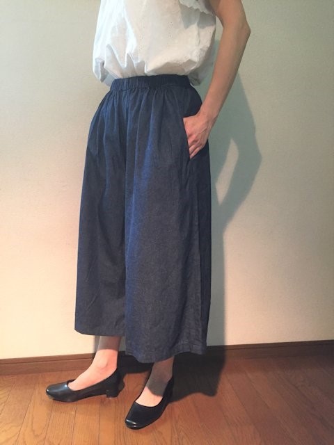 新作☆すっきり大人のデニムガウチョパンツ！　M～２L,３L～５Lの２サイズ