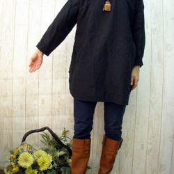 [M-5L/巧克力棕色、黑色、未漂白] W 紗布和運動衫離海龜束腰外衣 日本製造 Petit 訂單OK！ 第2張的照片