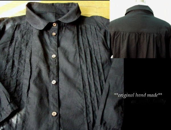 [黑色、本色M-5L / 4種尺寸可供選擇] 小領子細褶亞麻外套連身裙2WAY 半訂單也可以 第3張的照片
