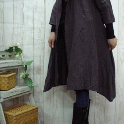 [多種尺寸可供選擇]柔軟的W薄紗前開口連衣裙巧克力棕色M-5L Made in Japan小訂單也可以 第4張的照片