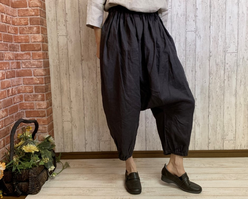 ❇︎ハンドメイド❇︎もんぺパンツサルエル天日干しリネン