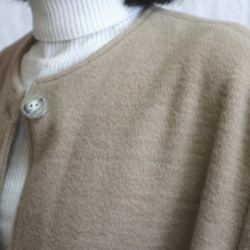 【送料無料】ノーカラー　圧縮ニットの厚手ウール　羽織りロングボレロコート　キャメルベージュ　M～６L　 7枚目の画像