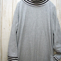 【2個尺寸可供選擇：M-2L/3L-5L】灰色衛衣+條紋海龜連身裙，日本製造，也接受小訂單 第4張的照片