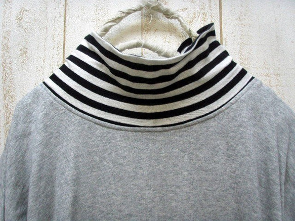 【2個尺寸可供選擇：M-2L/3L-5L】灰色衛衣+條紋海龜連身裙，日本製造，也接受小訂單 第5張的照片
