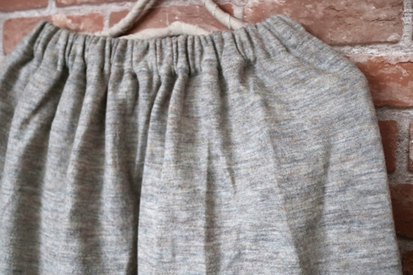 予約販売　ウール100％　圧縮ニットのシンプルなロングスカート　杢グレーベージュ　M～５L　プチオーダー可☆ 5枚目の画像