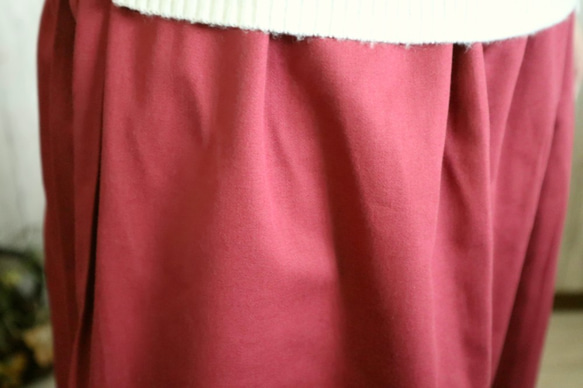 【M～２L,３L～５L】ワインレッドの暖かコットンウール　シンプルなミディ丈スカートプチオーダーOK 6枚目の画像