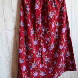 数量限定！赤地系花柄　シンプルなロング丈スカート　M～２L,３L～５L　予約販売　 5枚目の画像