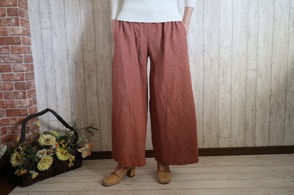 【数量限定SALE！】コットンロングガウチョ 　コーラル系　 1枚目の画像
