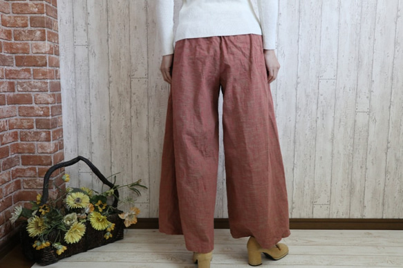 【数量限定SALE！】コットンロングガウチョ 　コーラル系　 4枚目の画像