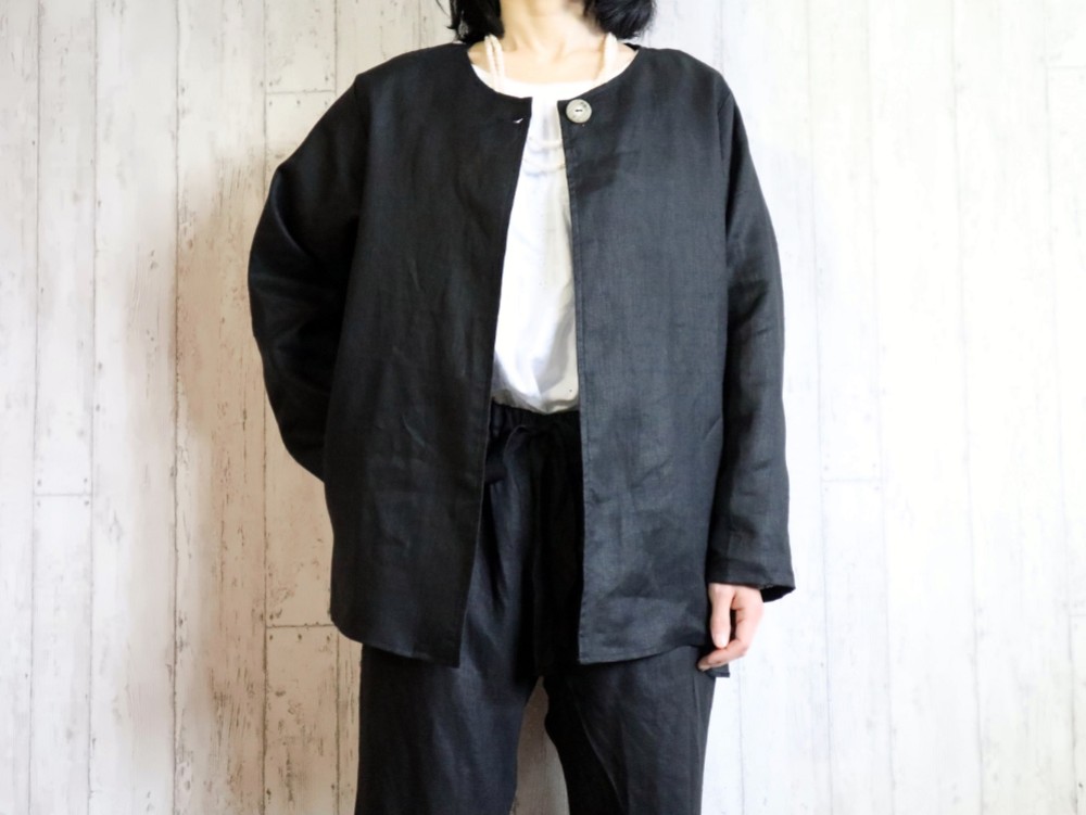 【Ｍ～５Ｌ・４サイズ】黒リネン　ボレロJK＆パンツセット【送料無料】七五三・卒業・冠婚葬祭　プチオーダーも