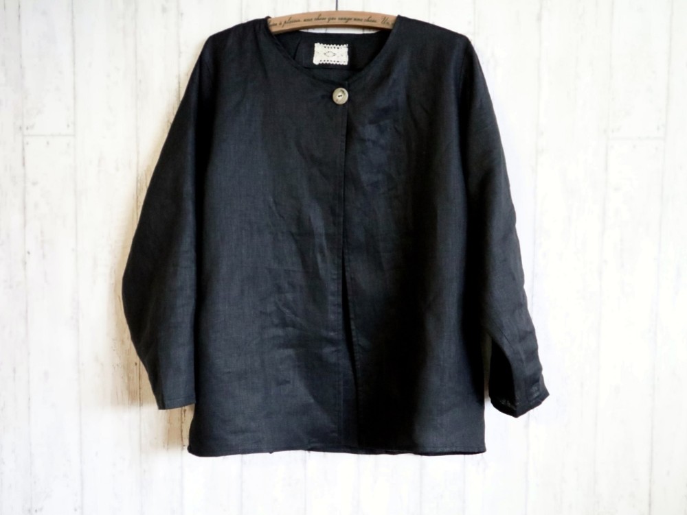 【Ｍ～５Ｌ・４サイズ】黒リネン　ボレロJK＆パンツセット【送料無料】七五三・卒業・冠婚葬祭　プチオーダーも