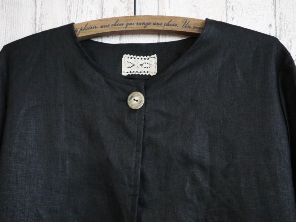 【Ｍ～５Ｌ・４サイズ】黒リネン　ボレロJK＆パンツセット【送料無料】七五三・卒業・冠婚葬祭　プチオーダーも