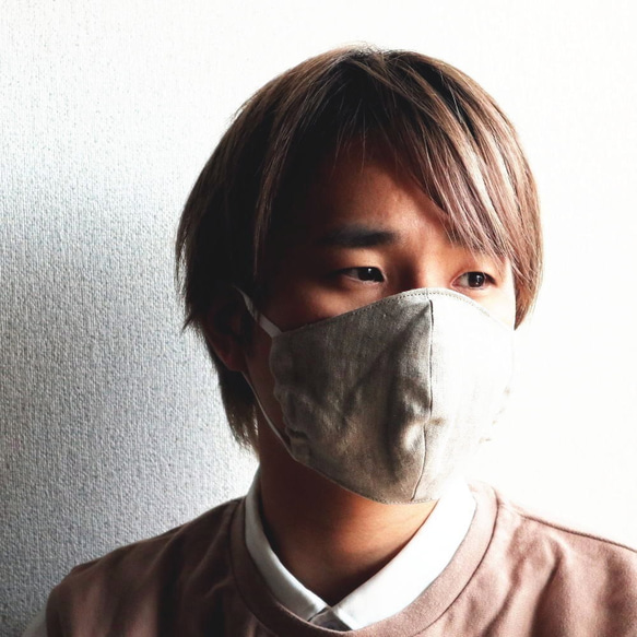 インナーマスク付き　清潔な白のWガーゼの立体マスク　縫製職人受注制作　4枚仕立て・フリーサイズ　 9枚目の画像