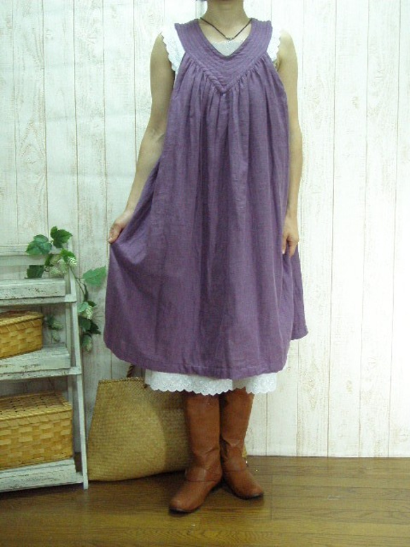 【M-5L】裝飾拼接成熟可愛 W紗吊帶背心連衣裙質感好 紫色小訂單也OK 第7張的照片