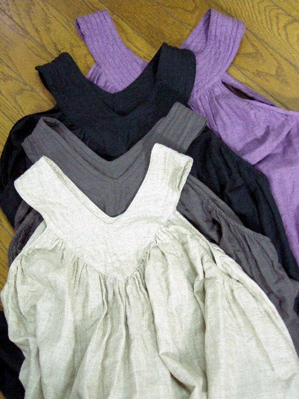 【春先取りSALE！数量限定】飾りステッチが大人可愛い　肌触りの良いＷガーゼのキャミワンピース　パープル　　 13枚目の画像