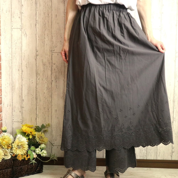 漂亮的扇貝邊蕾絲裙 淺炭色 長68cm、長83cm M-2L、3L-5L 可小訂貨！ 第6張的照片