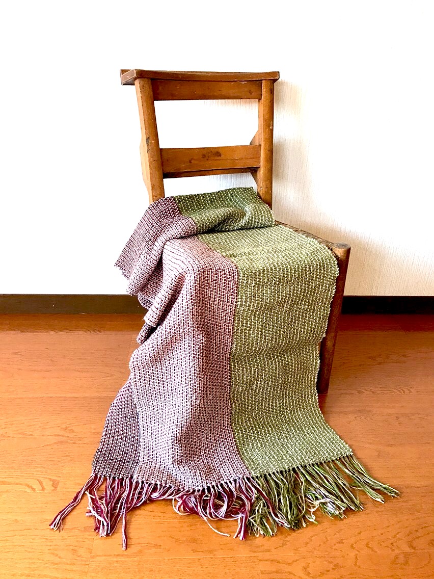 草色と暖色のショール①