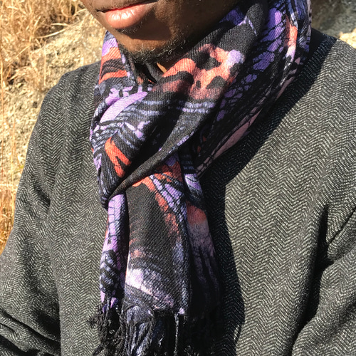 ヨルバ族がデザインした、ろうけつ染めショール④ ストール 多い枝