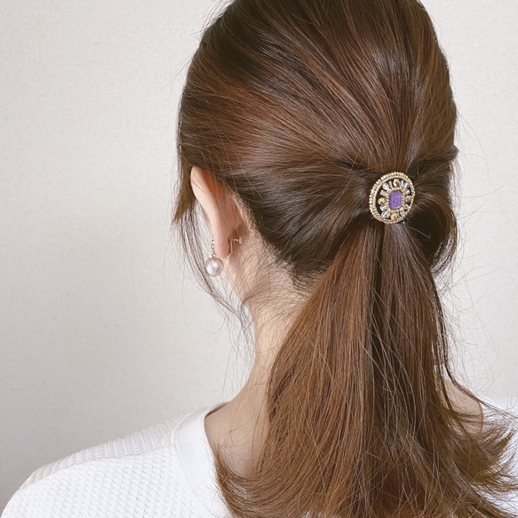bijou hair accessory < black × purple > 3枚目の画像