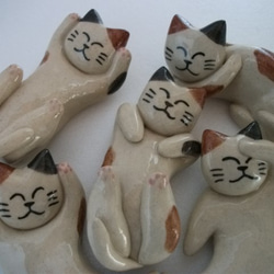 猫の箸置き５個セット（三毛ミックス） 1枚目の画像