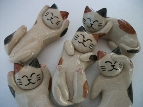 猫の箸置き５個セット（三毛ミックス） 1枚目の画像