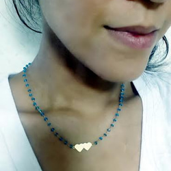 【14kgf】宝石質AAA天然石ブルーアパタイト ハートネックレス 4枚目の画像