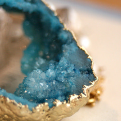 【天然石】淡水パールとドゥルージークオーツネックレス ブルー 4枚目の画像