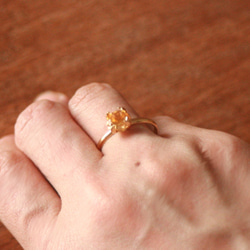 6mm大粒*宝石質天然石リング　シトリン　誕生日　クリスマス　プレゼント　シンプル　指輪　ビジュー　パワーストーン　 8枚目の画像