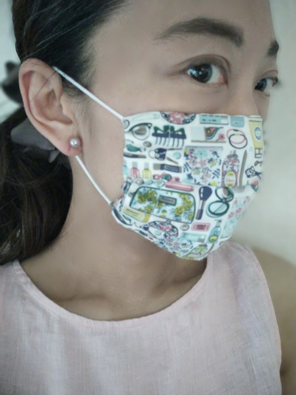 即納*涼しい夏用マスク　大人用　夏マスク　リバティ　ダブルガーゼ 　ガーゼ　日本製　マスク　プリーツマスク　マスクカバー 1枚目の画像