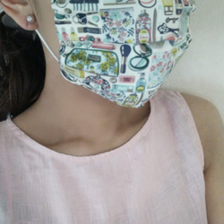 即納*涼しい夏用マスク　大人用　夏マスク　リバティ　ダブルガーゼ 　ガーゼ　日本製　マスク　プリーツマスク　マスクカバー 8枚目の画像