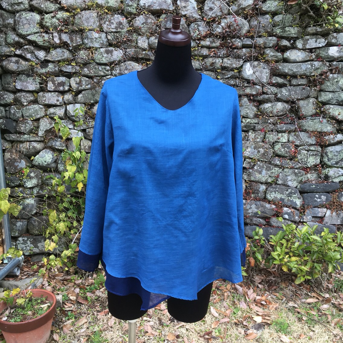 本藍染 wブラウス