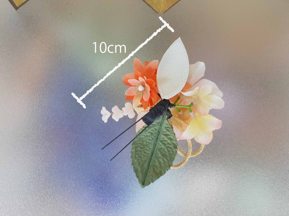 浴衣 髪飾り ゆかた 成人式 ちょい足し 着物 袴 七五三 卒業式 和 振り袖 振袖 黄橙 ちりめん花 5枚目の画像