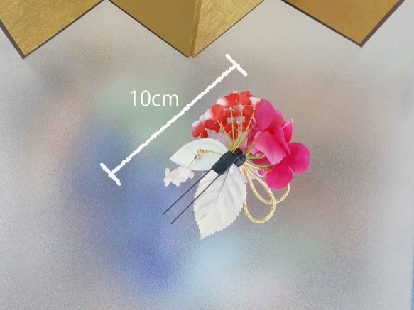 浴衣 髪飾り ゆかた 成人式 ちょい足し 着物 袴 七五三 卒業式 和 振り袖 振袖 紫ピンク ちりめん花 5枚目の画像