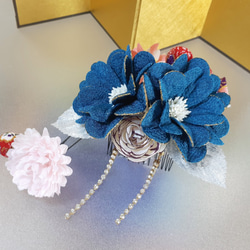 振袖髮飾 成人禮 畢業典禮 藍色 日式和服袴花 日式婚禮 日式舞會 第4張的照片