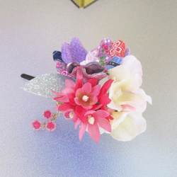 浴衣 和装髪飾り 椿 ちりめん花ヘアアクセサリー 和装 着物 ヘアクリップ かんざし yukata accessory 3枚目の画像