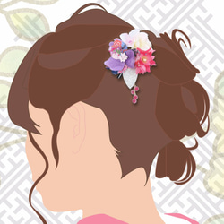 浴衣 和装髪飾り 椿 ちりめん花ヘアアクセサリー 和装 着物 ヘアクリップ かんざし yukata accessory 4枚目の画像