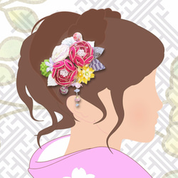 成人式 水引花髪飾り 和装 着物ヘアアクセサリー振袖 赤紫系 結婚式 5枚目の画像
