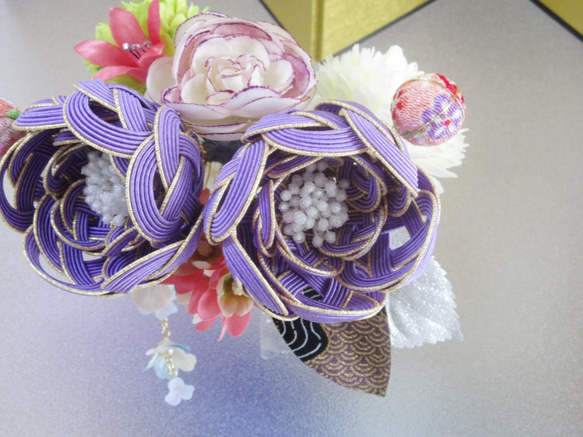 和服髮飾Mizuhikari Hanakozai成人表達Shichigosan髮飾和服紫色婚禮 第2張的照片
