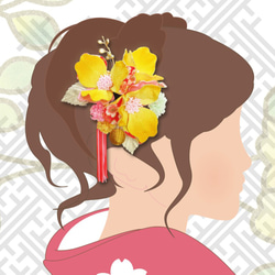 和服髮飾成人型椿日本黃系列 第4張的照片