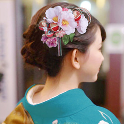 和服髮飾成人禮畢業典禮婚禮椿日本舞會水木日式和風粉色5件套 第4張的照片