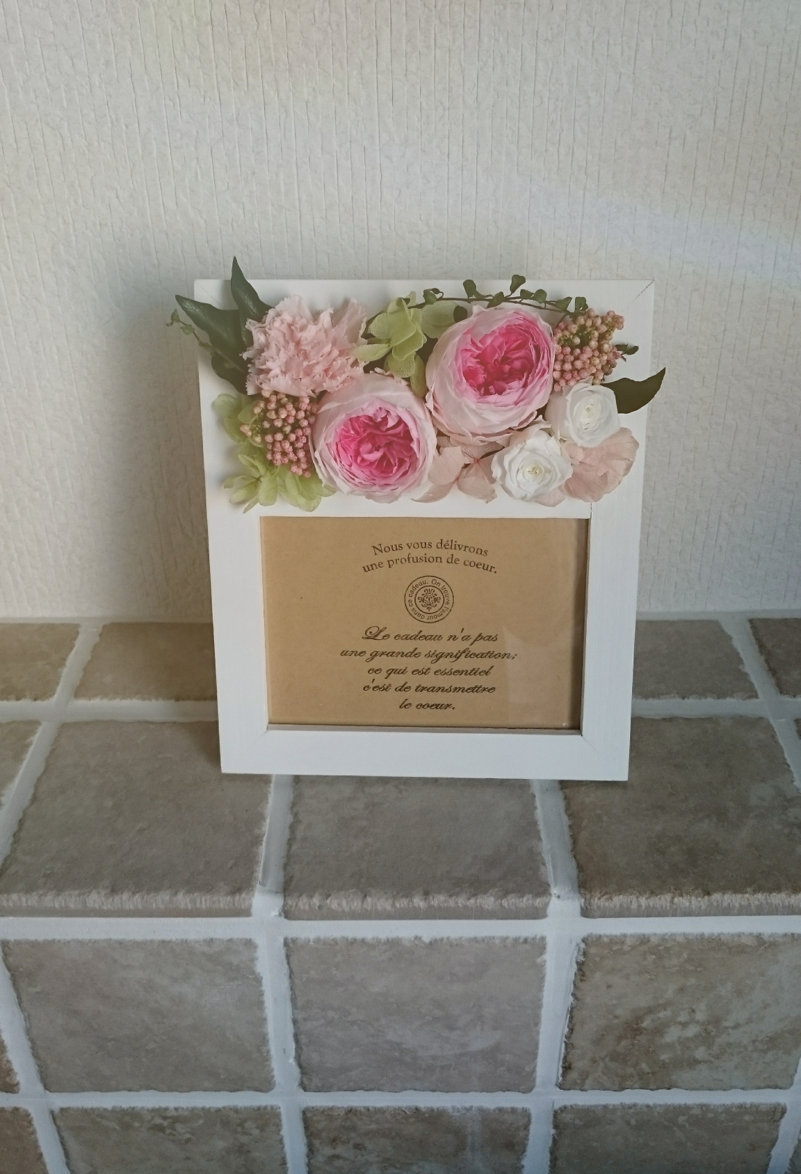 プリザーブドフラワーのナチュラル春色フォトフレーム