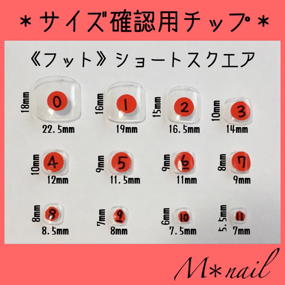 【送料無料】ジェルネイルチップ4種類〜サイズ確認用〜 3枚目の画像