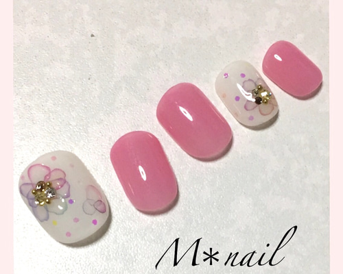 【カラー変更、サイズ指定無料】ネイルチップ　フラワー　和装 カラー変更、サイズ指定無料】ネイルチップ フラワー 和装