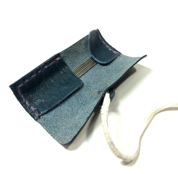 牙籤盒【櫪木皮革Nume皮革】藍色 第3張的照片