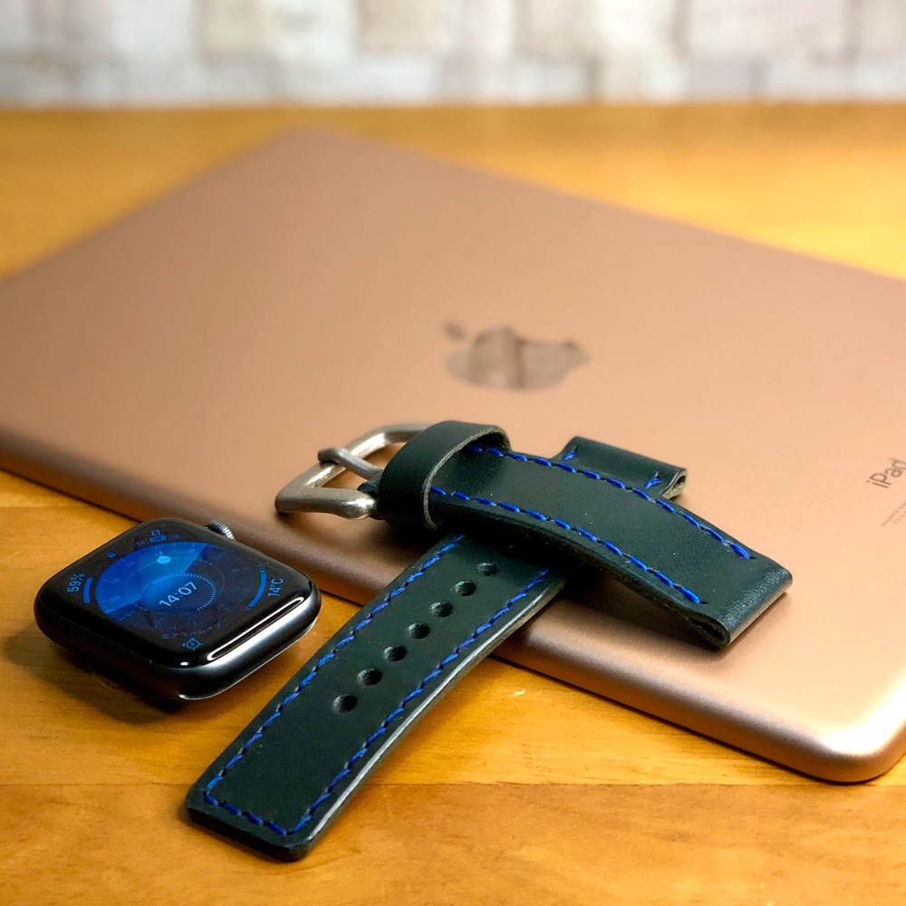 【apple Watch】 レザーバンド 栃木レザーヌメ革 ネイビー【アップルウォッチ】レザーベルト
